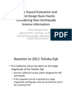 Seismic Hazard Evaluation Andbeyond Design Basis EventsConsidering New EarthquakeScience Information