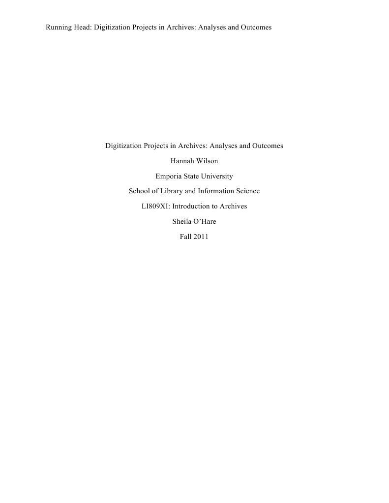 Digitization Projects in Archives: Analyses and Outcomes | PDF ...