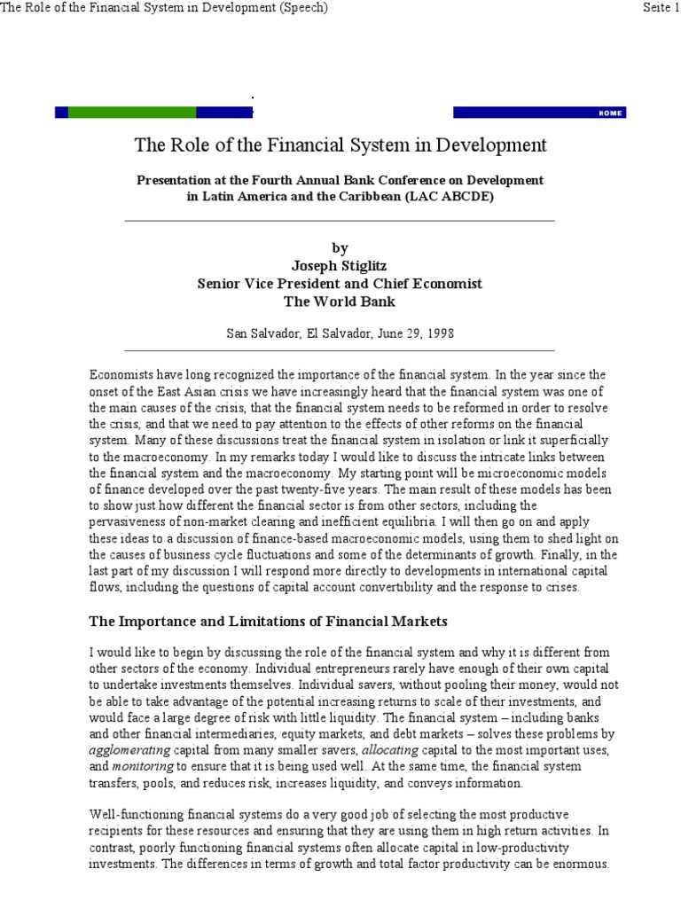 Financial System's Impact on Development | PDF | Finance & Money ...