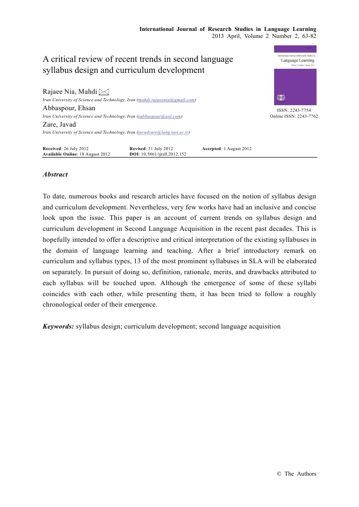 A Critical Review of Recent Trends in Second Language Syllabus Design ...
