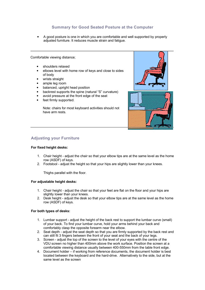 Optimal Computer Posture Guide | PDF | Chair | Computing And ...