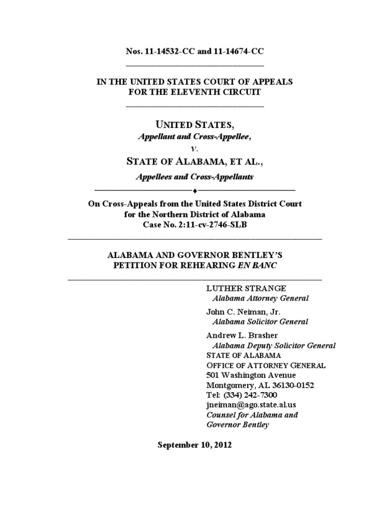 Alabama S Petition For Rehearing En Banc Re Hb 56 13 27 11th Cir