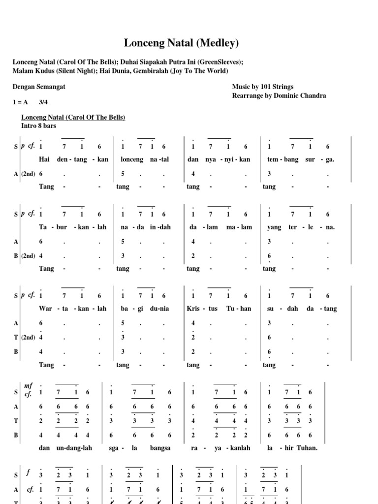 Lonceng Natal (101 Strings) - Angka | PDF | Griya & Taman