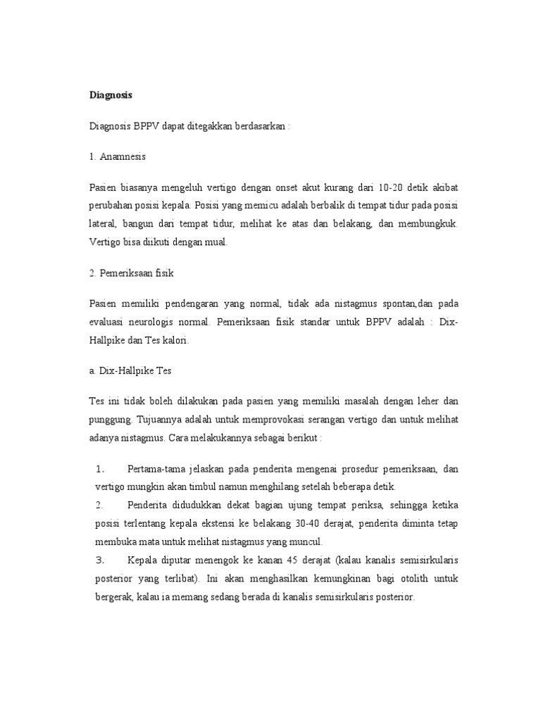 Panduan Diagnosis BPPV | PDF