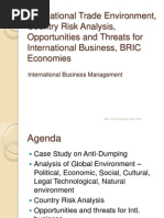 3. International Trade Environment, Country Risk Analysis, Opportunities and Threats for International Business, BRIC Economies
