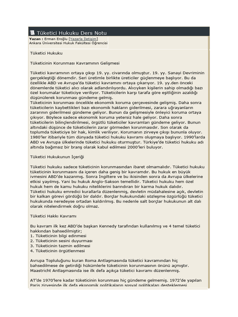 Tüketici Hukuku Notu - 240313 - 205722 | PDF