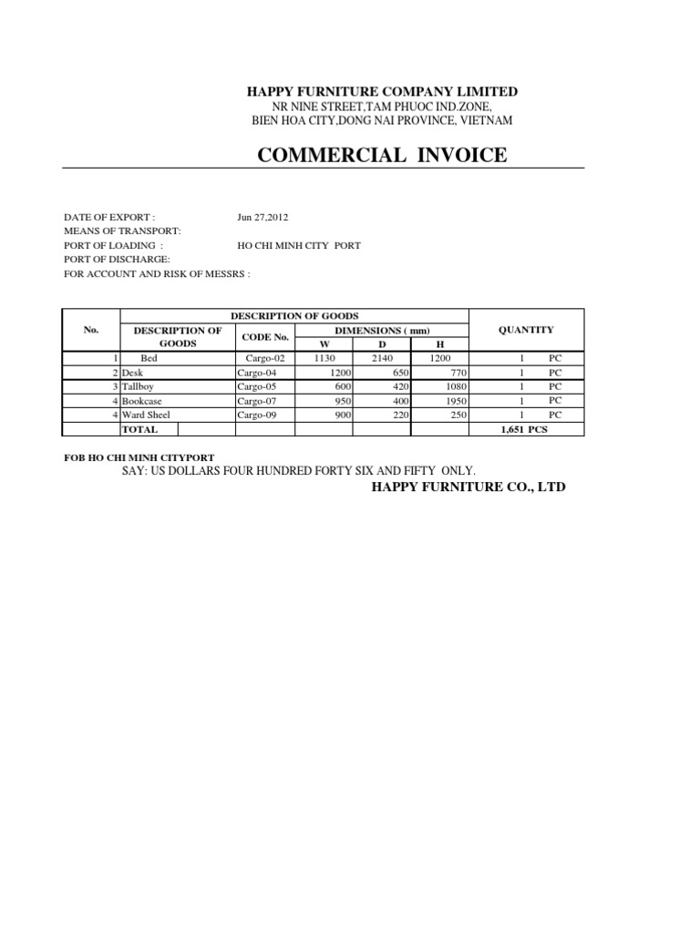 Commercial Invoice - Woodnet | PDF