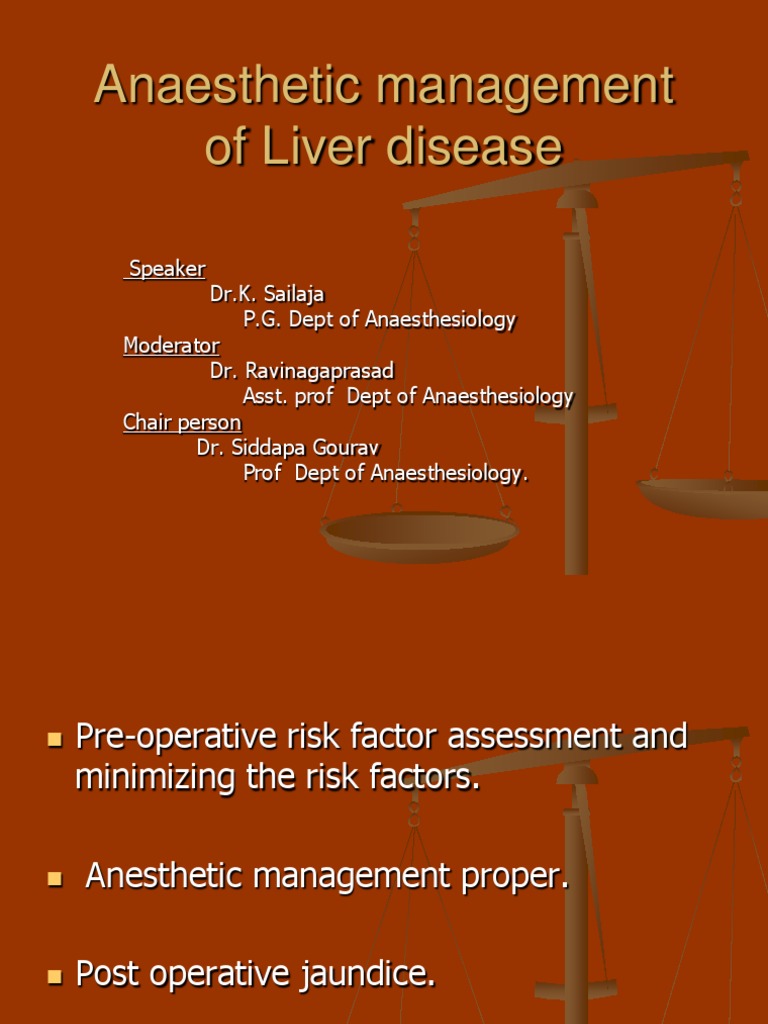 Anaestetic Management of Liver Disease Hepatitis Anesthesia