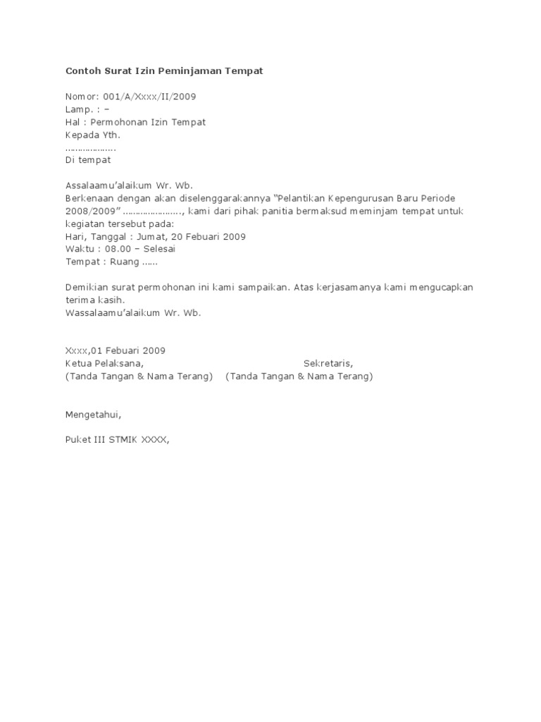 Contoh Surat Izin Rekreasi
