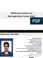 RMAN Best Practices For Real Application Clusters (RAC) : Presented By: Syed Jaffer Hussain Slide # 1