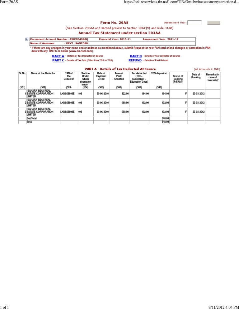 Form 26AS | PDF | Law