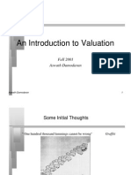 An Introduction To Valuation: Fall 2001 Aswath Damodaran