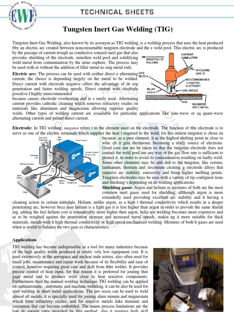 87 Technical Sheet Tig Welding PDF Welding Construction