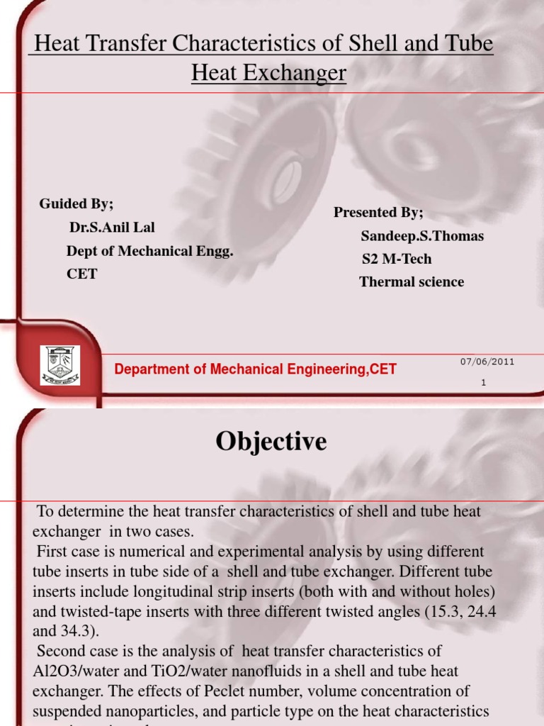 Heat Transfer Characteristics of Shell and Tube Heat Exchanger | PDF ...