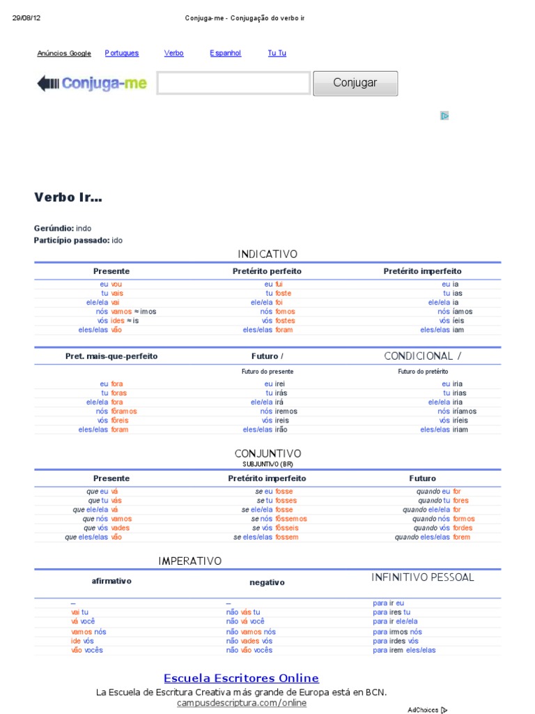 Conjuga-me - Conjugação do verbo ir