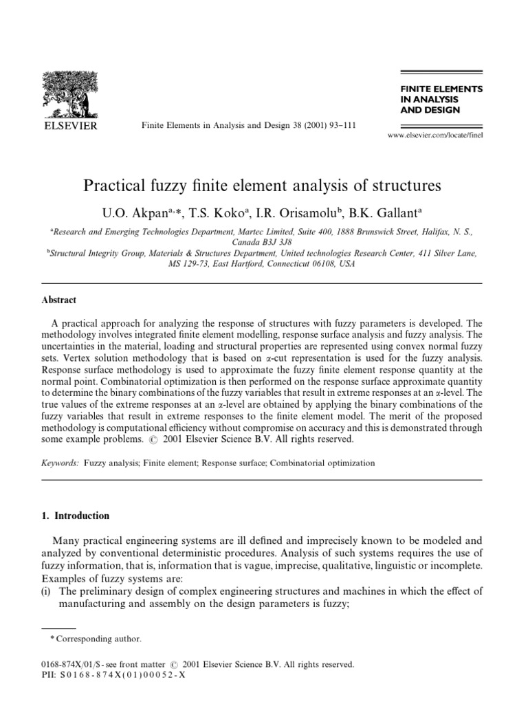 Fuzzy Finite Element Analysis Methodology | PDF | Fuzzy Logic | Young's ...