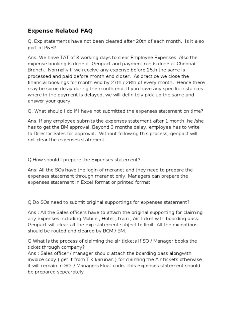 Expense Management FAQ Guide | PDF | Career & Growth | Business