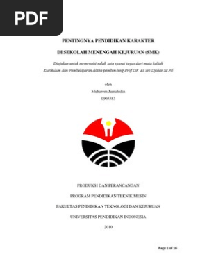 Pendidikan Karakter Tugas Makalah