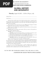 New York State Regents Exam - Global History 2012