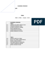 Horário HANDEBOL FEMININO