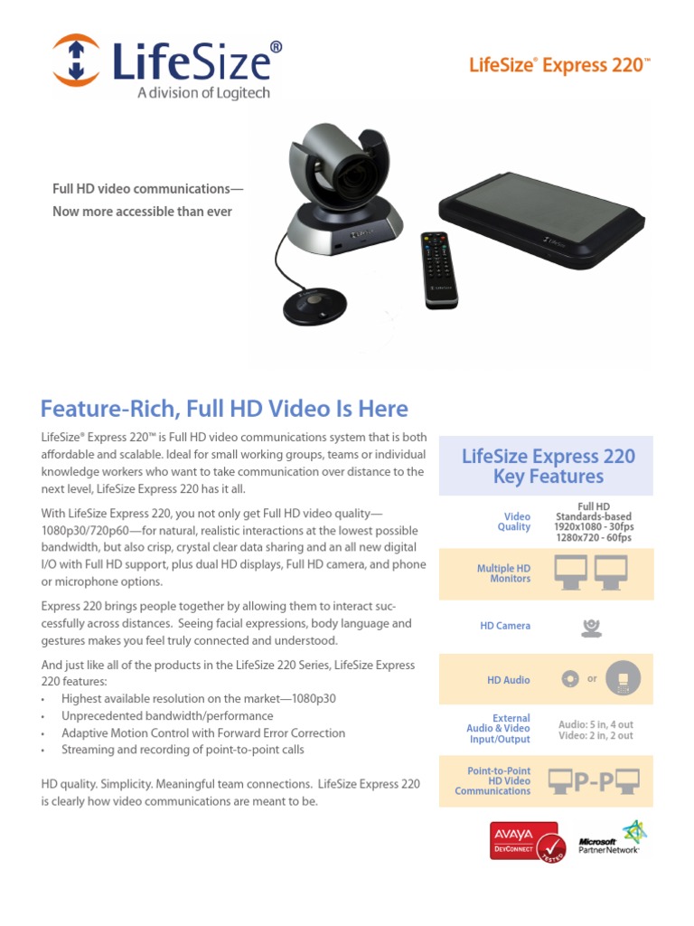 Life Size Camera Controller LifeSize Express 220 Datasheet En | PDF