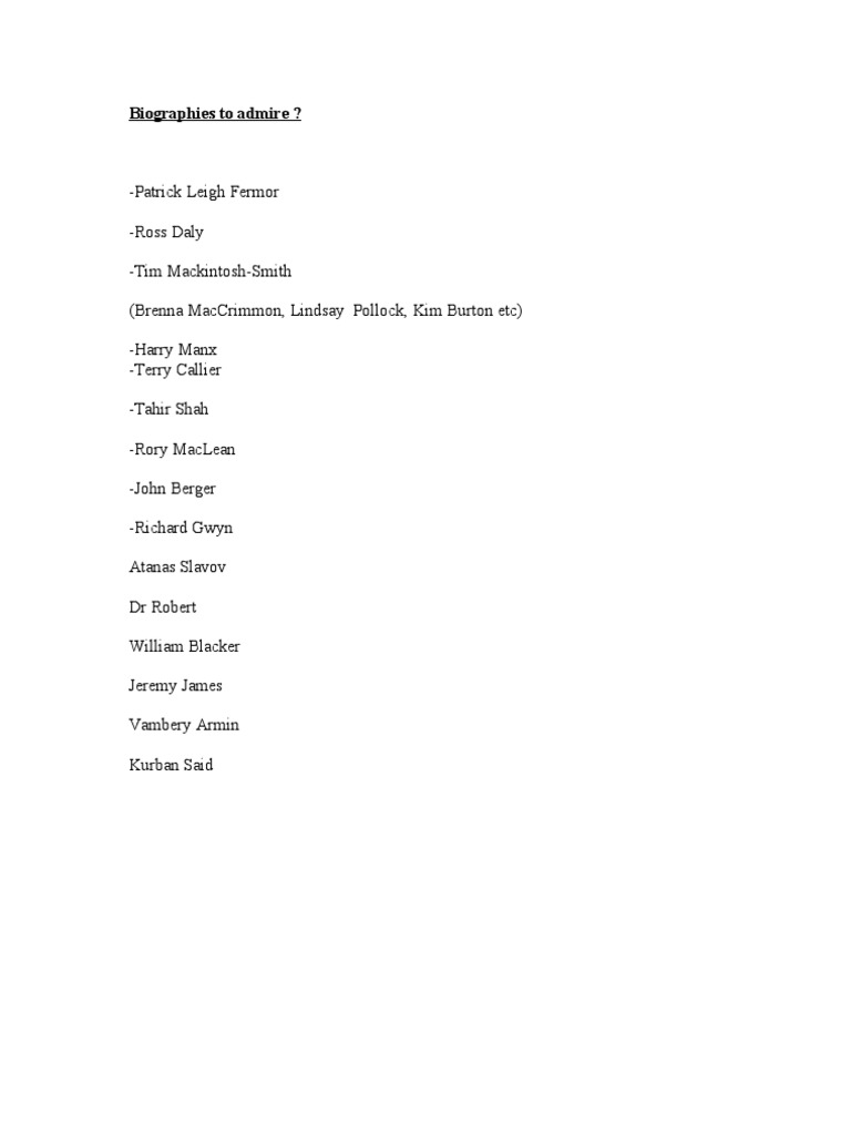 Notable Biographies to Explore | PDF | Sports & Recreation | Young Adult