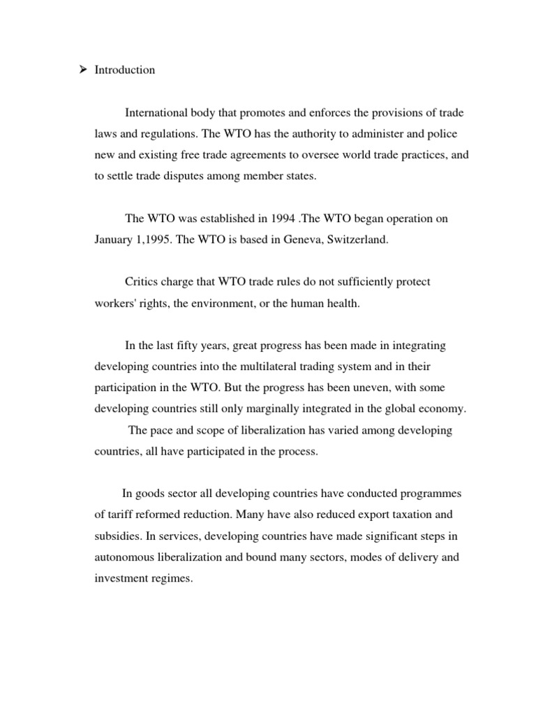 WTO Impact on Developing Countries | PDF | World Trade Organization ...