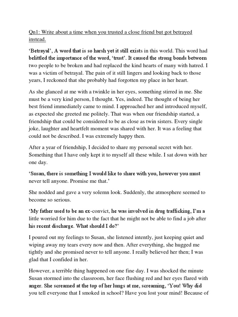 betrayal story essay