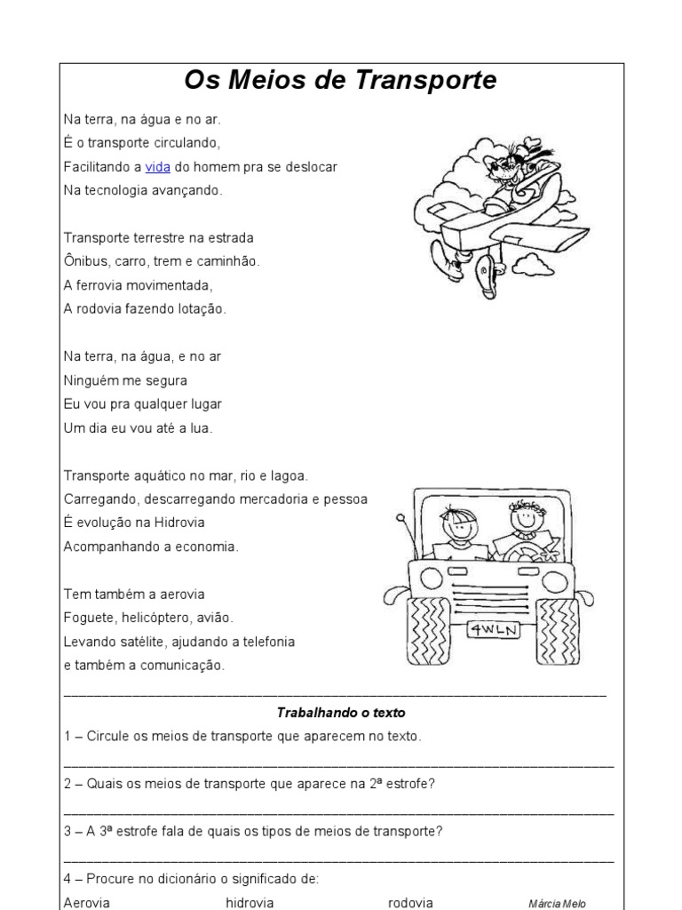 Os Meios de Transporte | PDF | Transporte | Carro