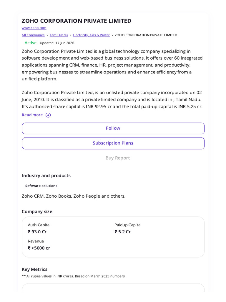 Zoho Corporation Financials 2026 | PDF | Equity (Finance) | Profit ...