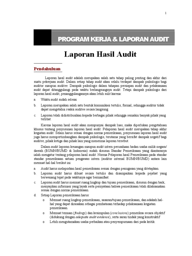 Contoh Laporan Audit Internal Pdf