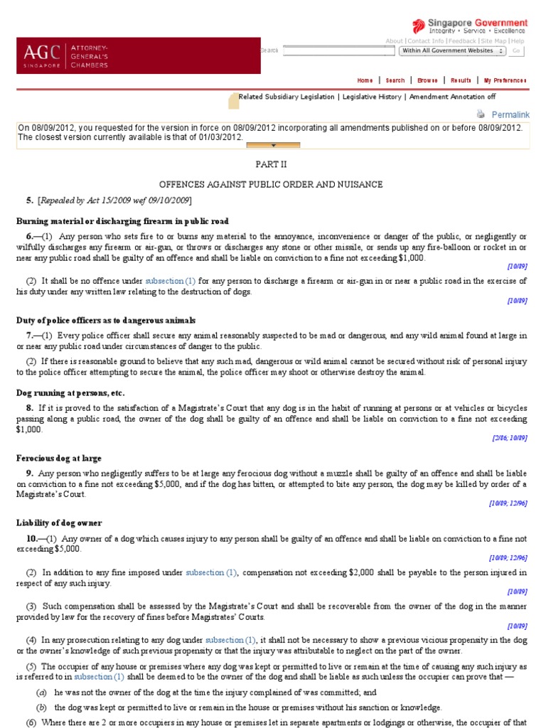 Singapore Statutes Online 184 Miscellaneous Offences (Public Order