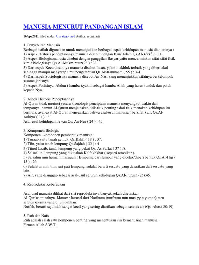 Manusia Menurut Pandangan Islam Pdf
