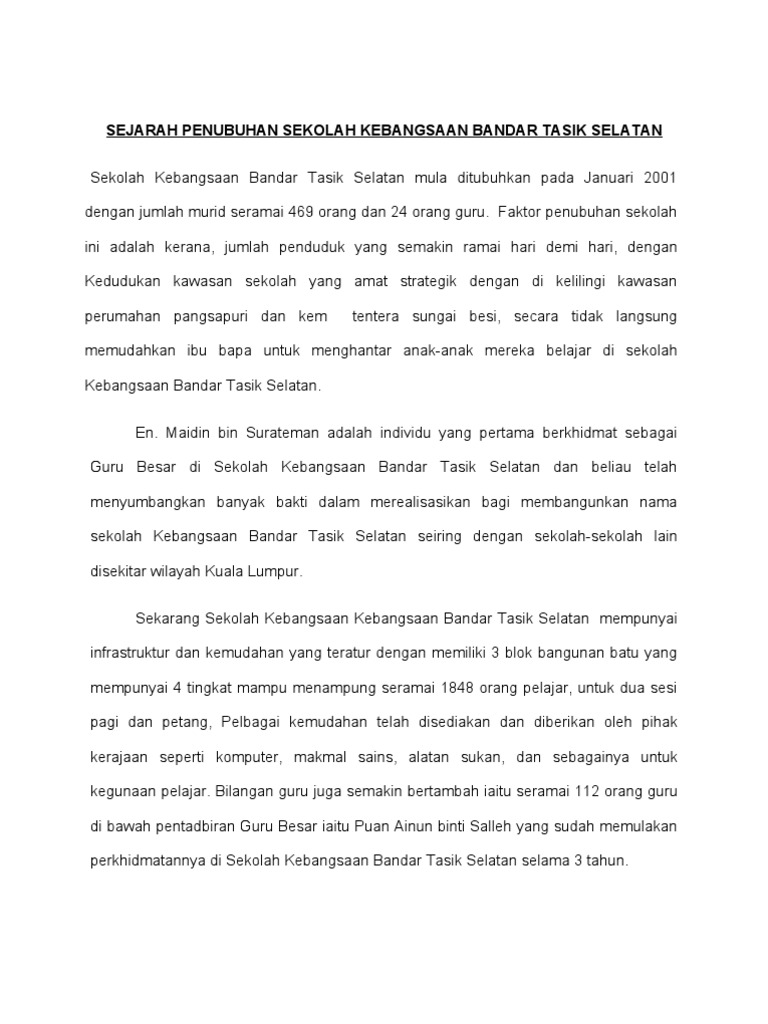 Sejarah Sekolah Skbts Pdf