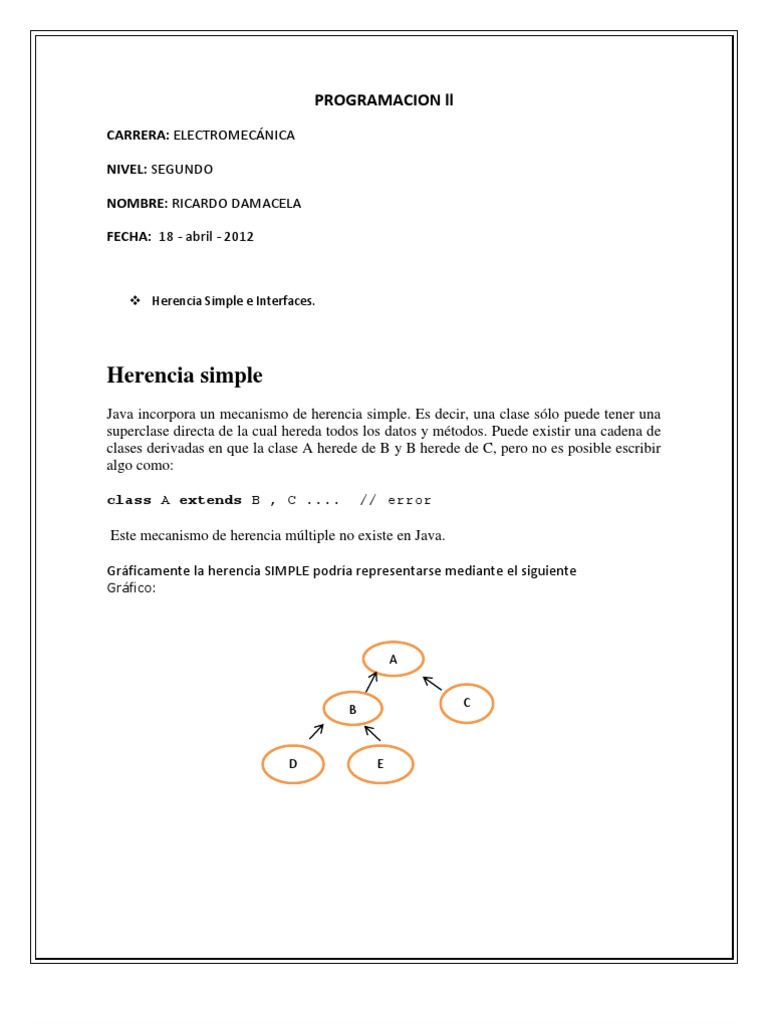Herencia e Interfaces en Java | PDF | Herencia (Programación Orientada ...