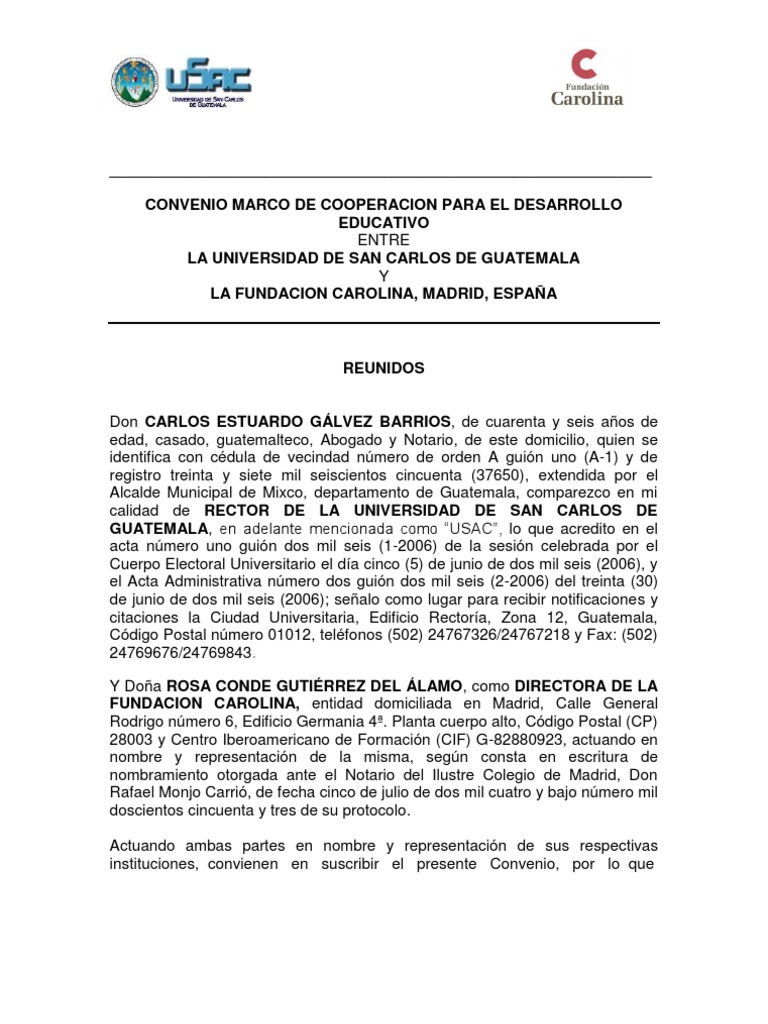Convenio Marco de Cooperacion para El Desarrollo Educativo Entre La ...