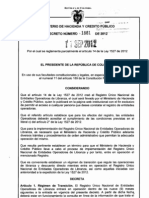 Decreto 1881 Del 11 de Septiembre de 2012 El  Registro  Único  Nacional  de  Entidades  Operadoras  de  Libranza http://www.icedaabogadosyasesores.com
