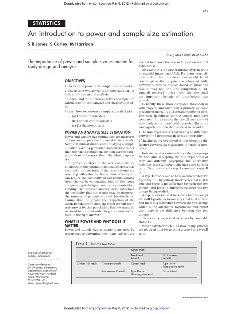 Power and Sample Size Estimation Guide | PDF | Statistical Power ...
