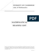 Readinglist Maths Cambridge University