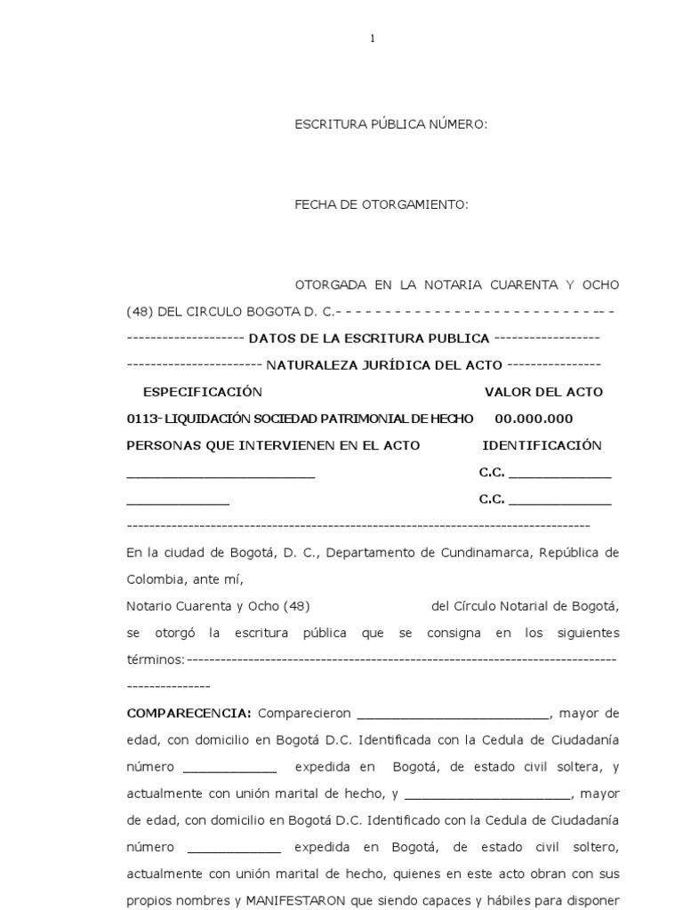 Disolucion y Liquidacion Union Marital de Hecho