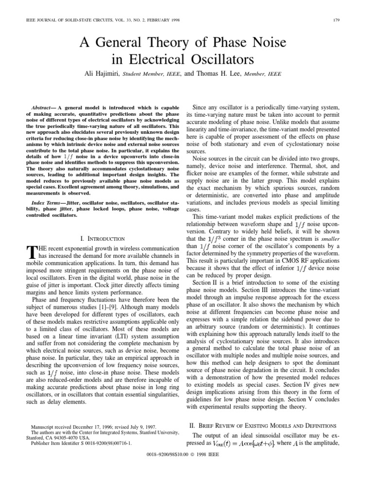 A General Theory of Phase Noise in Electrical Oscilators | PDF