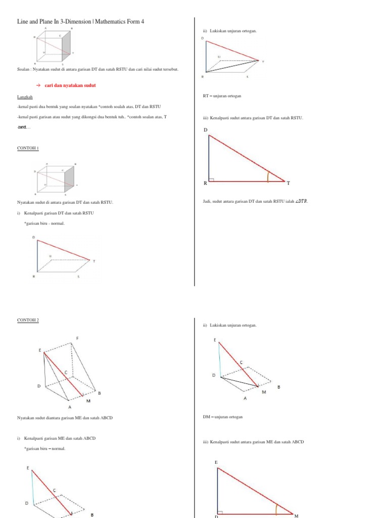 Line And Plane In 3 Dimension Mathematics Form 4 Cari Dan Nyatakan Sudut