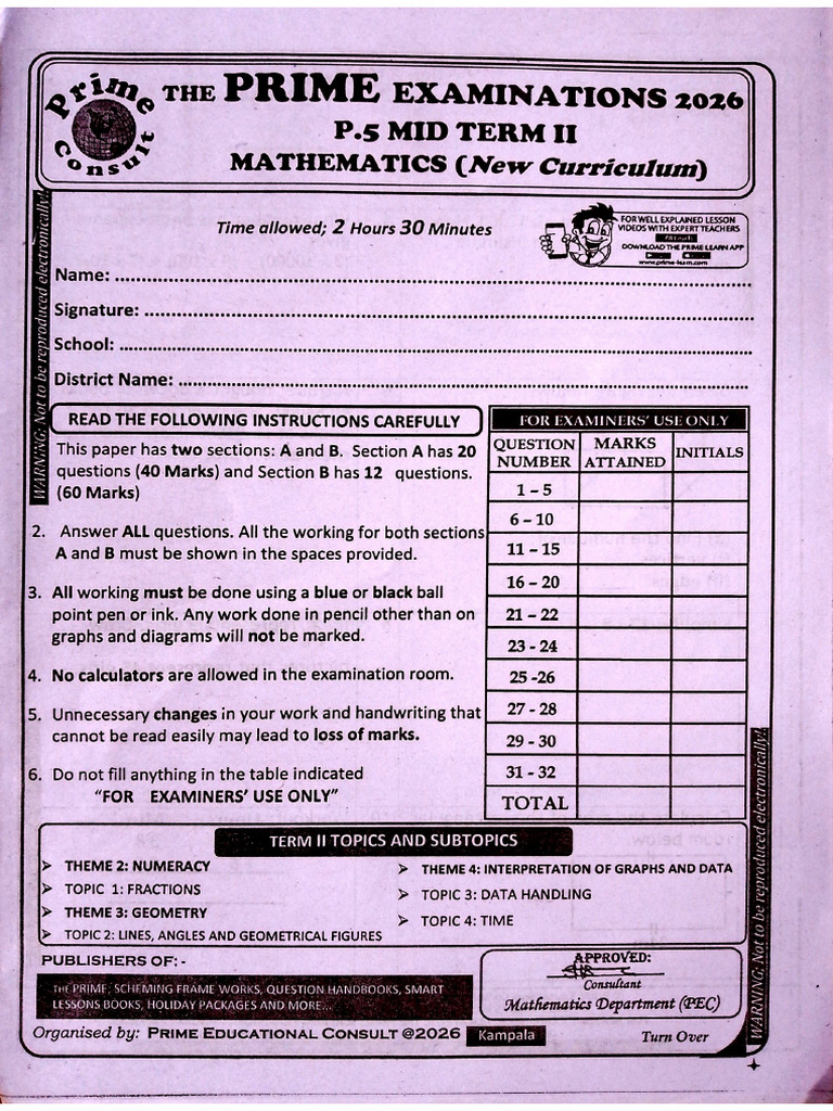 Prime MTC p.5 Mot 2 2026 | PDF
