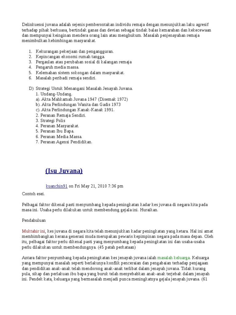 Punca dan Langkah Mengatasi Masalah Jenayah Juvana | PDF