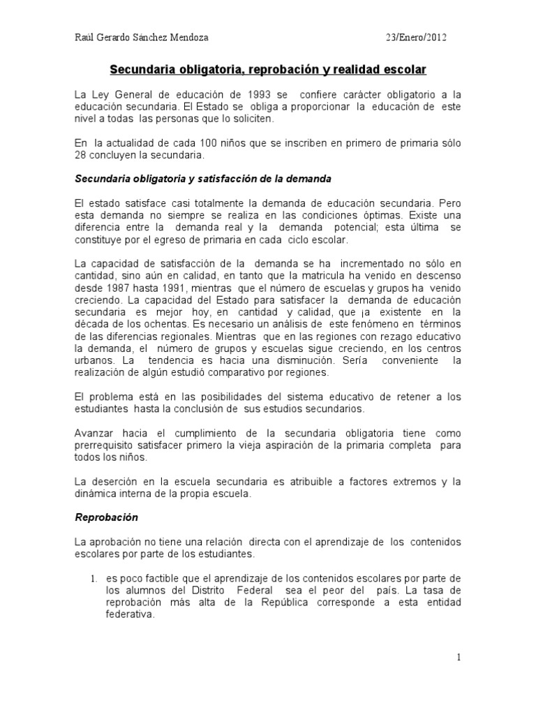 Reprobación en Secundaria: Análisis y Retos | PDF | Educación ...