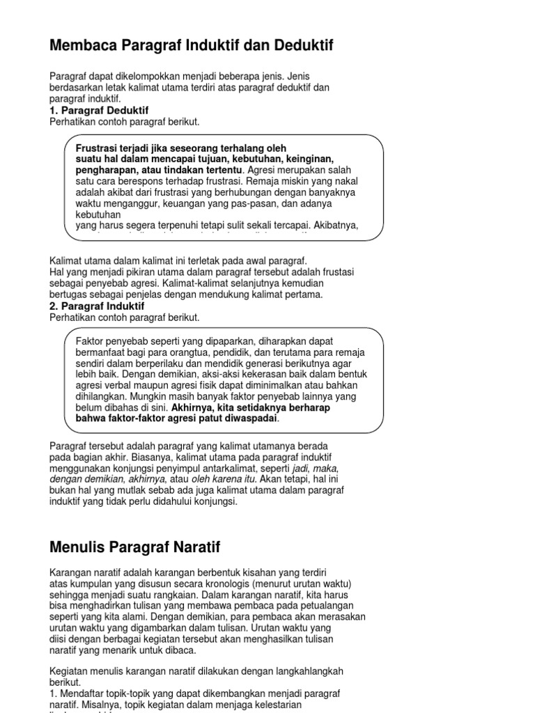 Membaca Paragraf Induktif Dan Deduktif