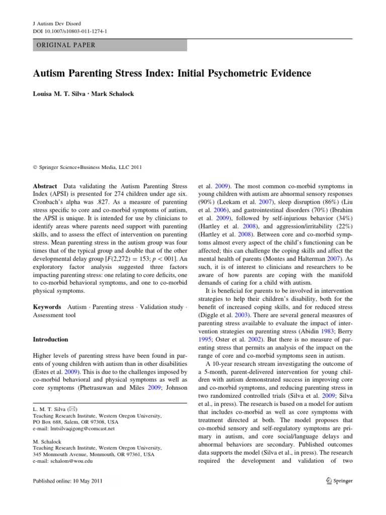 Autism Parenting Stress Index Validation | PDF | Autism | Autism Spectrum
