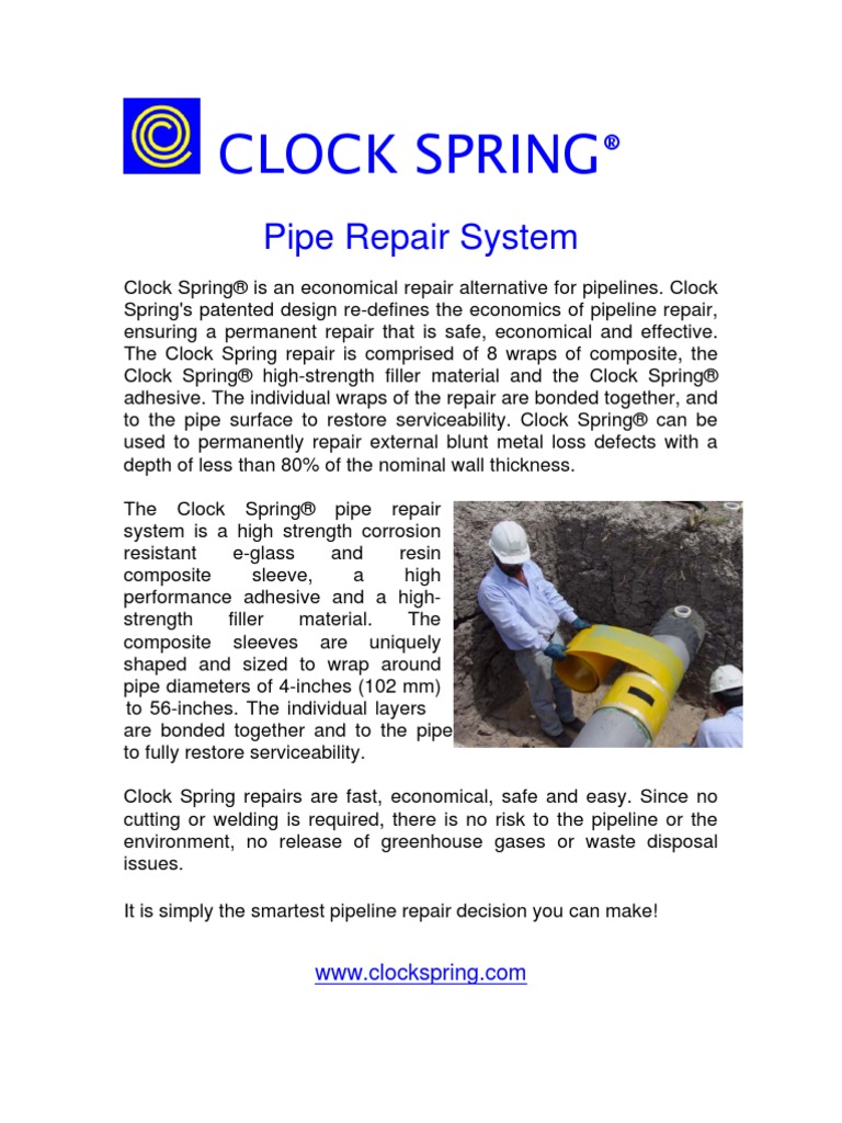 Clock Spring Pipe Repair System PDF PDF Pipe (Fluid Conveyance) Corrosion