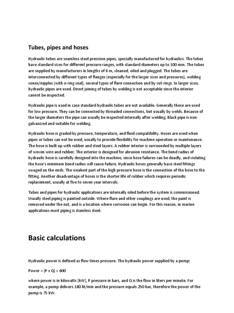 Hydraulic Tubes, Pipes, and Hoses Overview | PDF | Technology & Engineering