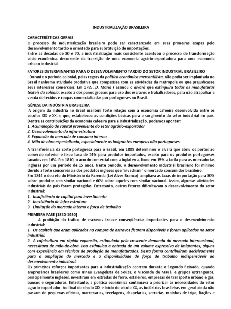 Revisão Geografia 3º Ano - INDUSTRIALIZAÇÃO BRASILEIRA | PDF ...